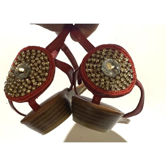New Rouge Helium Red Diamonds  T-Strap Sandals U.S. Size 7.5 - Picture 4 of 5